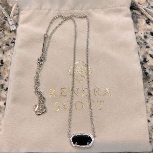 Kendra Scott Elisa Black Pendant in Platinum Drusy